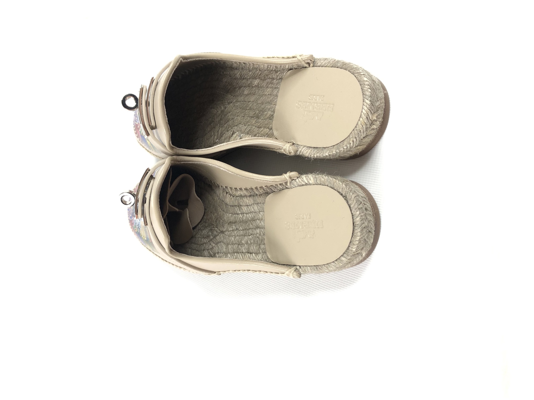 Feria Espadrille (эспадрильи), фурнитура из палладия с принтом «Королевский тигр» HERMES