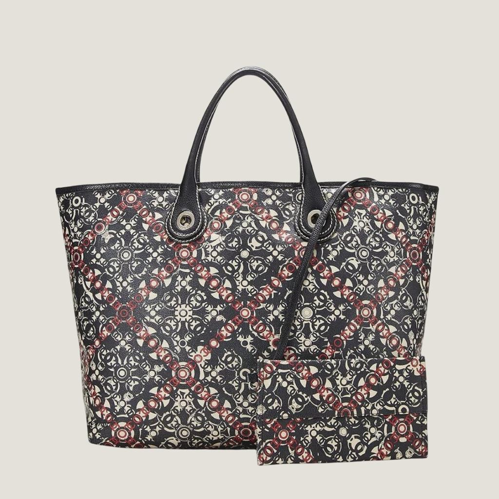 Сумка Optic Coco Tote Black Red White Coated Canvas CHANEL