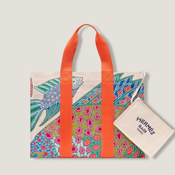Сумка пляжная Canvas Beach Tote  HERMES