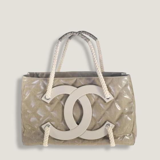 Пляжная большая сумка Chanel Cruise 2008 Canvas Beach Tote Beige CHANEL