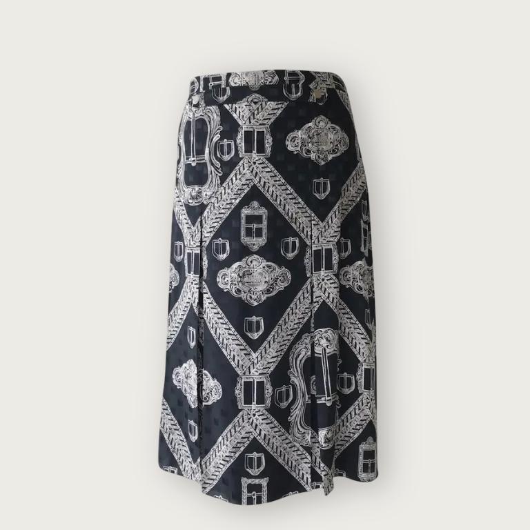 Юбка из шелка с мотивом Buckle/Chain Motif HERMES