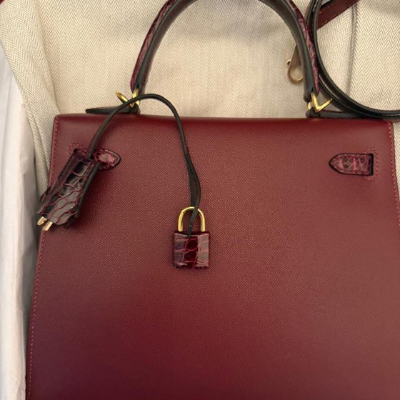 Kelly 25 Sellier Amethyst Madame Shiny Alligator