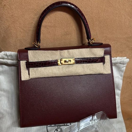 Kelly 25 Sellier Amethyst Madame Shiny Alligator