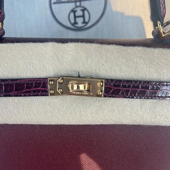 Kelly 25 Sellier Amethyst Madame Shiny Alligator