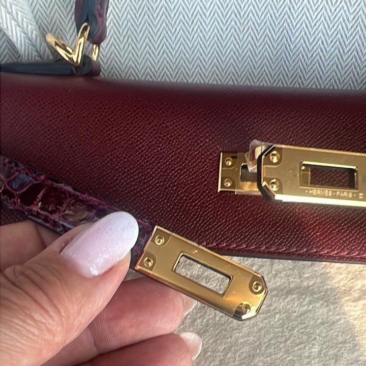 Kelly 25 Sellier Amethyst Madame Shiny Alligator
