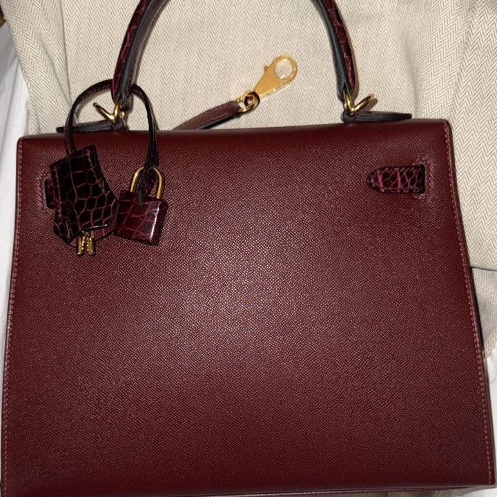 Kelly 25 Sellier Amethyst Madame Shiny Alligator