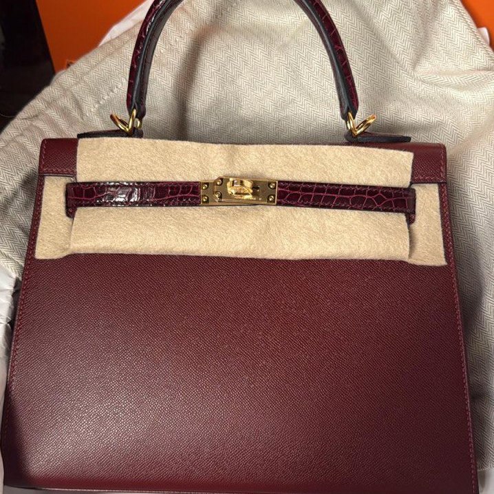 Kelly 25 Sellier Amethyst Madame Shiny Alligator