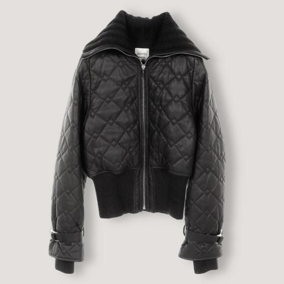 Куртка-бомбер Blouson из стёганой кожи с трикотажной отделкой HERMES