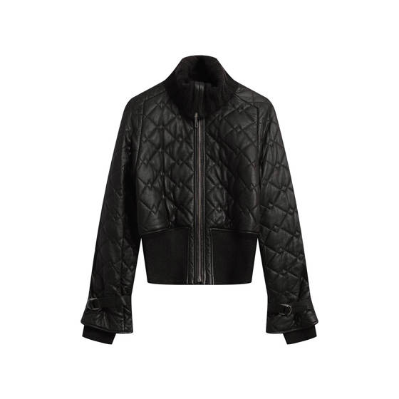 Куртка-бомбер Blouson из стёганой кожи с трикотажной отделкой