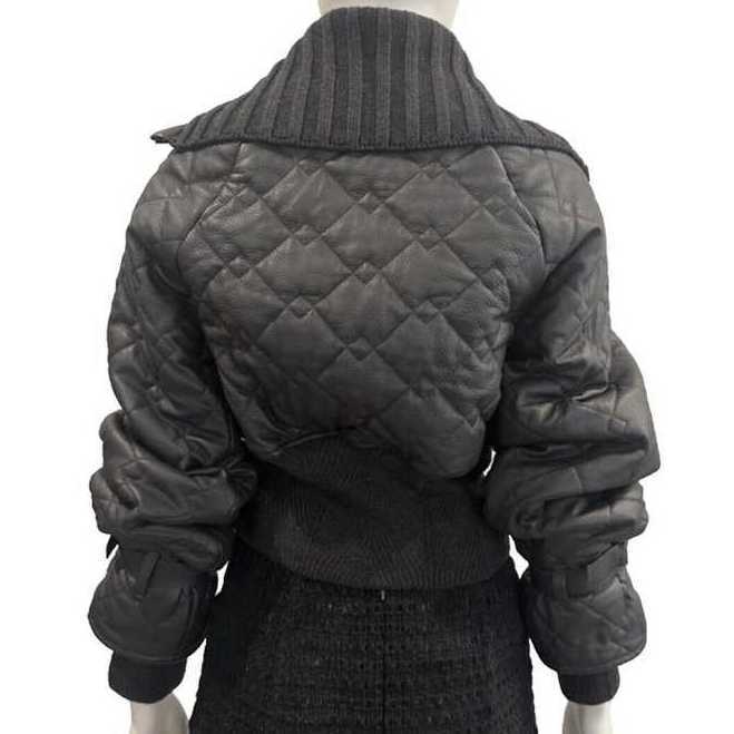 Куртка-бомбер Blouson из стёганой кожи с трикотажной отделкой