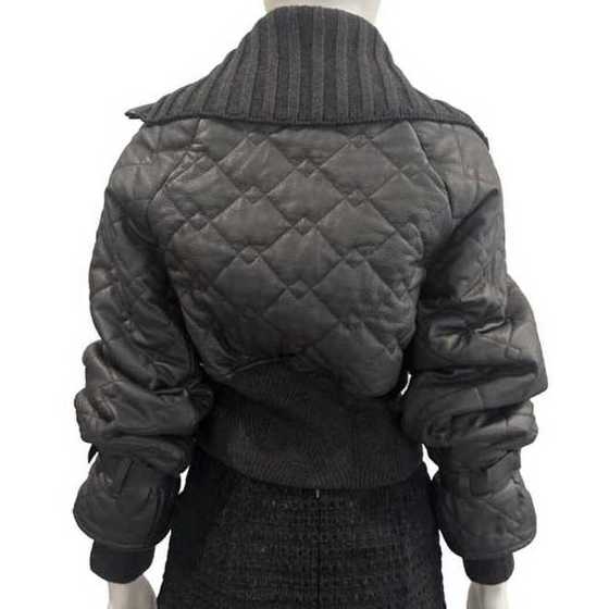 Куртка-бомбер Blouson из стёганой кожи с трикотажной отделкой