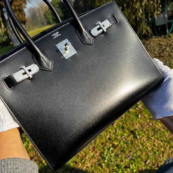 Сумка Hermes Birkin Black 30 Box leather Palladium