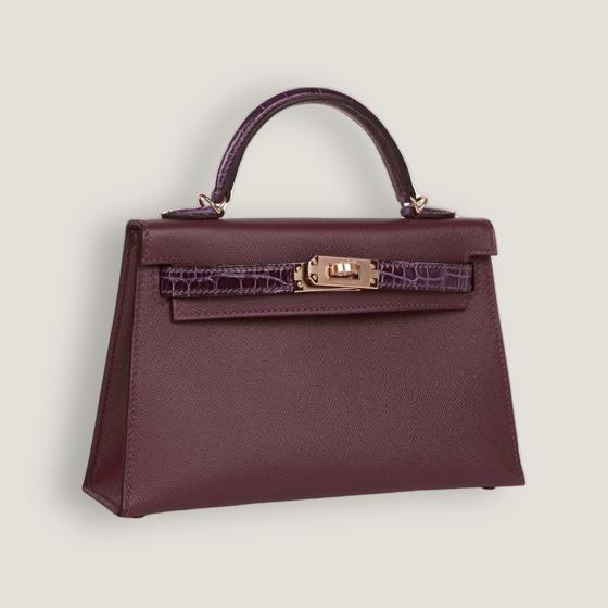 Kelly 25 Sellier Amethyst Madame Shiny Alligator HERMES