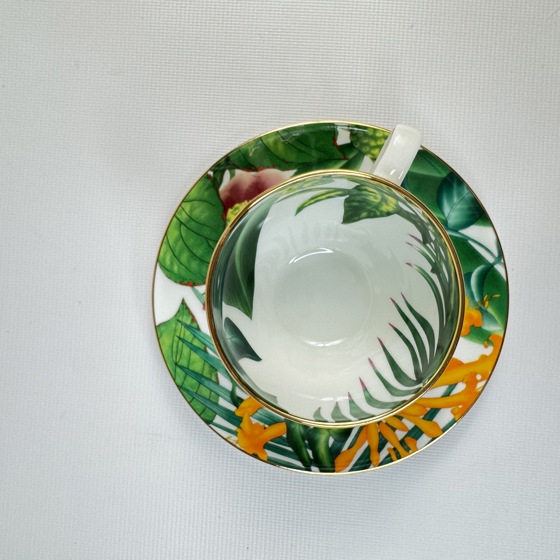 Кофейная пара Passifolia из фарфора с золотой отводкой