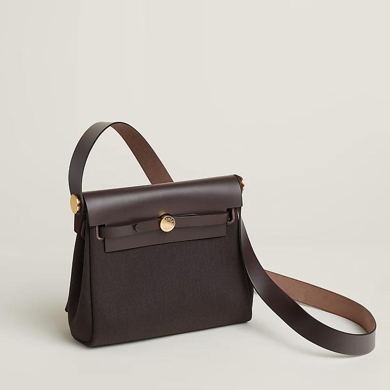 Сумка Herbag Mini 20  тёмная бронза и горький шоколад (ébène) HERMES
