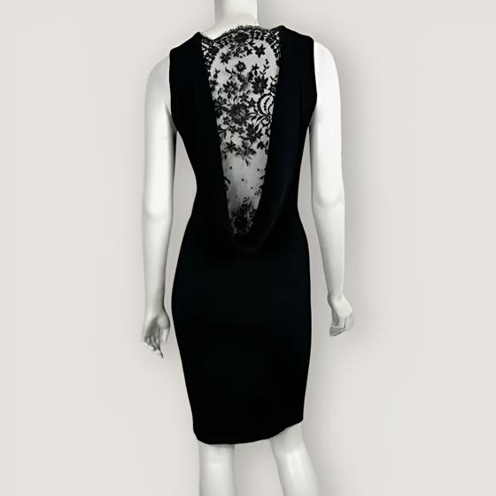 Платье из черного хлопка с кружевной спиной  Alexander McQueen