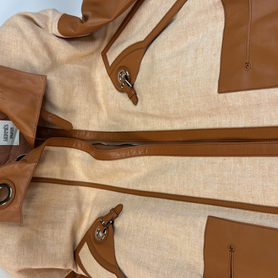 Куртка  Contemporary Collection из кожи верблюжьего цвета и льна