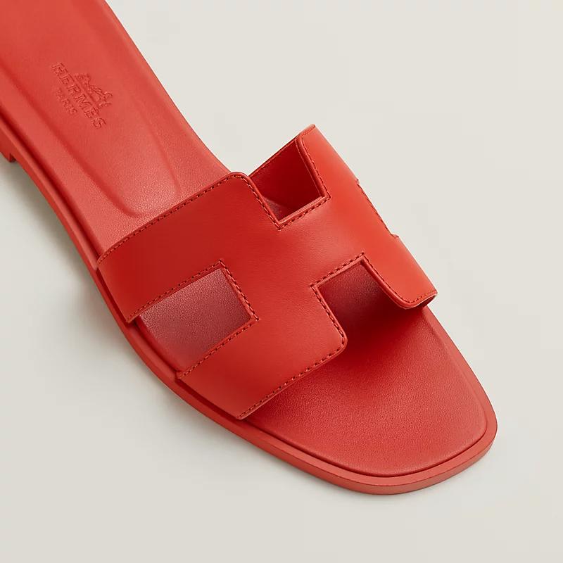Шлепанцы Oran из кожи цвета Orange Capucine