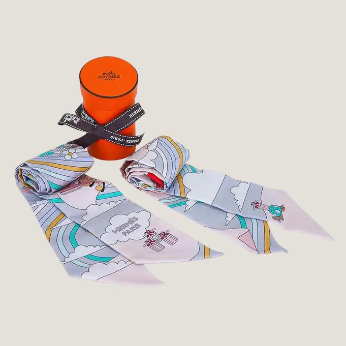 Шарф Twilly Carres Volants Multicolore HERMES