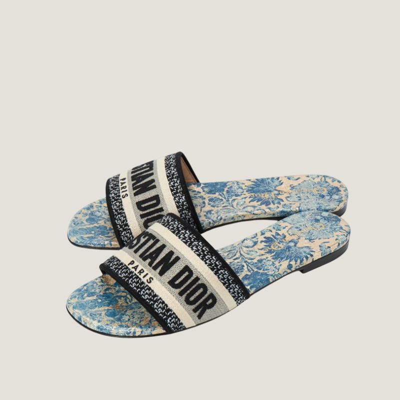 Шлепанцы D-Way Oblique Jacquard Canvas CHRISTIAN DIOR