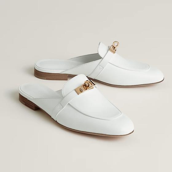 Мюли Oz Blanc из кожи с пряжкой Kelly  HERMES
