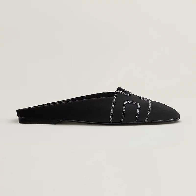 Мюли Roxane Black из замши козы со стразами