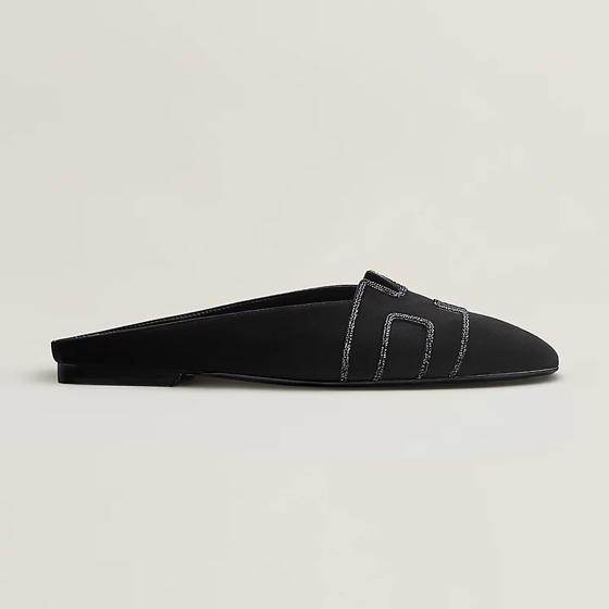 Мюли Roxane Black из замши козы со стразами