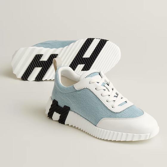 Кроссовки Bouncing sneaker Light Blue / White из денима HERMES
