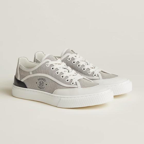 Кеды Get sneaker Prunoir / White из канвы H и телячьей кожи  HERMES