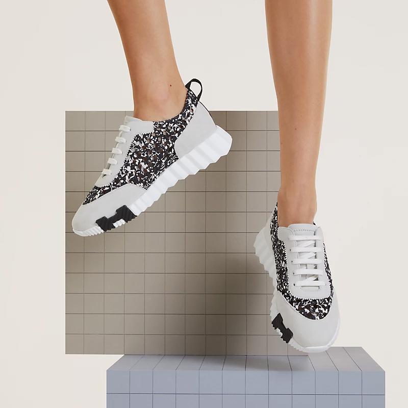 Кроссовки Bouncing sneaker Noir / White из плетёного шелка