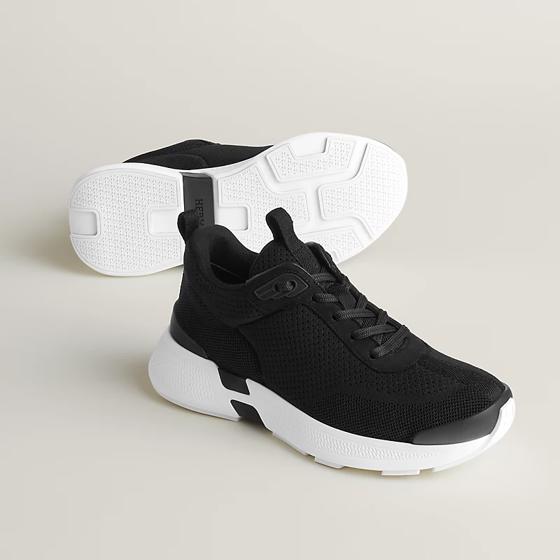 Кроссовки Heros sneaker Black из трикотажа и замши HERMES