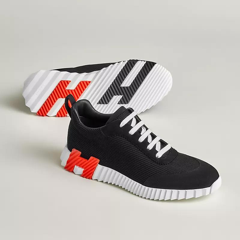 Кроссовки Bouncing sneaker Noir из сетки и замши HERMES