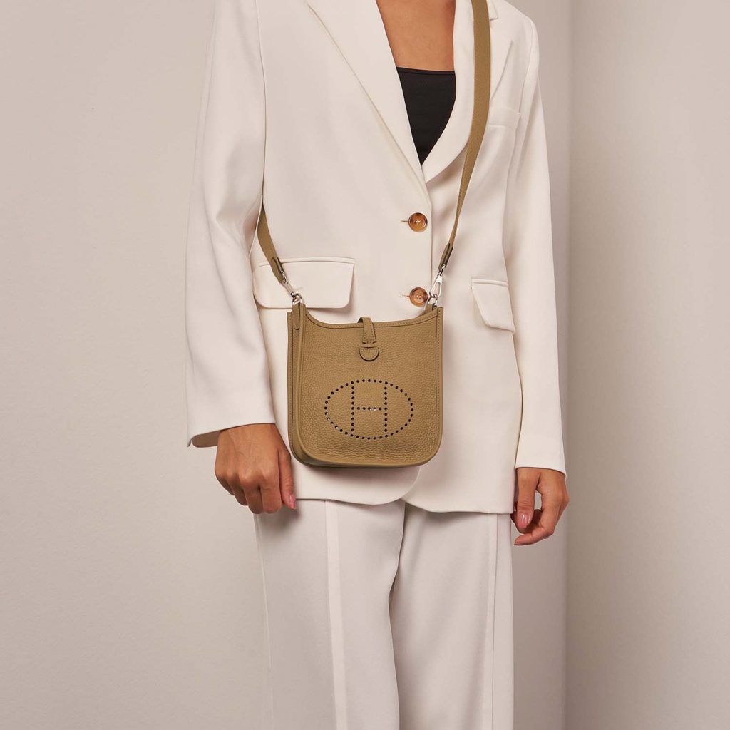 Сумка Evelyne III 16 из кожи Taurillon Beige Clemence