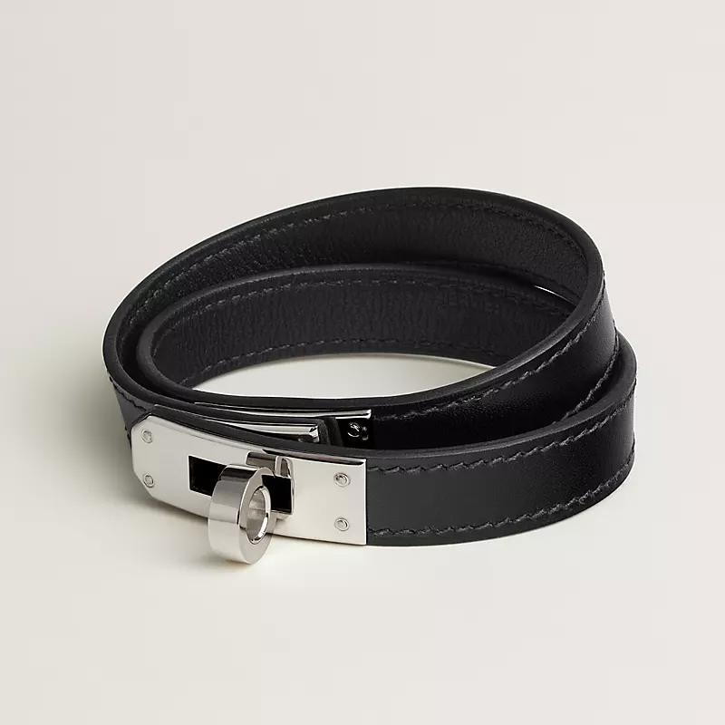 Браслет Kelly Double Tour Noir  Epsom с застёжкой Kelly HERMES
