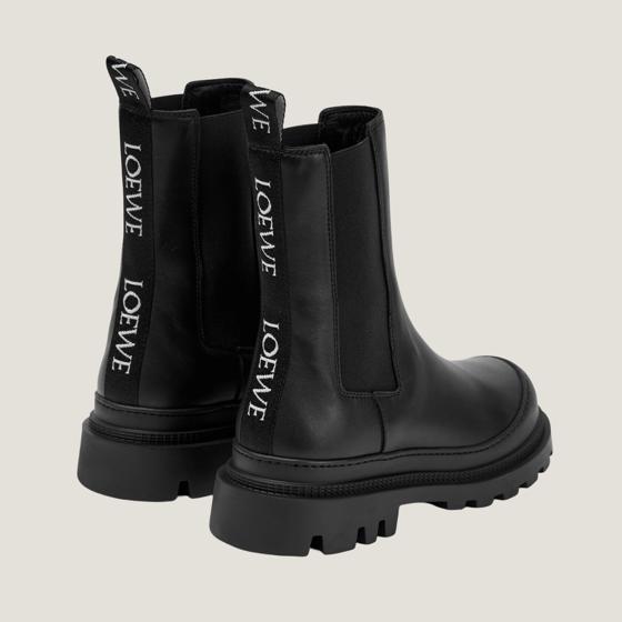 Челси Logo-Jacquard Black из кожи с жаккардовой лентой LOEWE