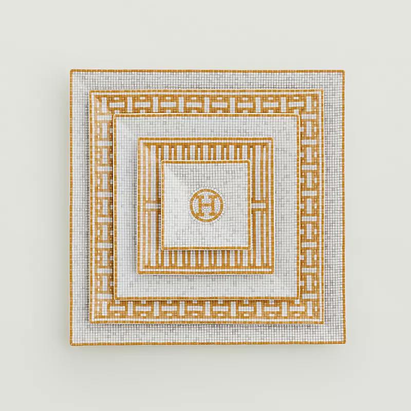 Набор из 5 квадратных тарелок Mosaique au 24 Gold из фарфора