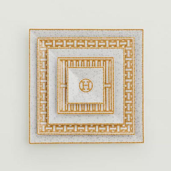 Набор из 5 квадратных тарелок Mosaique au 24 Gold из фарфора HERMES