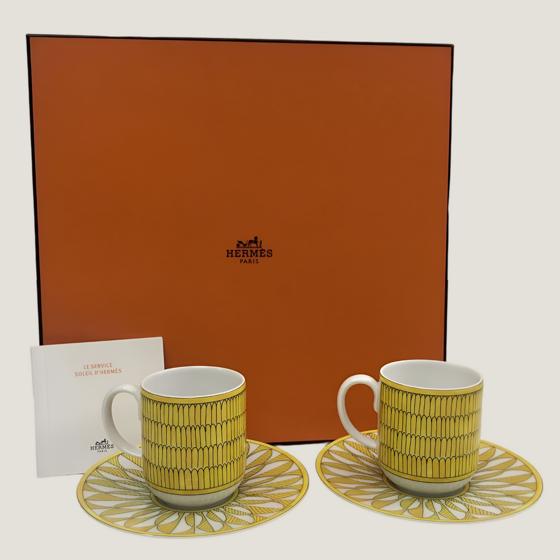 Набор из двух кофейных пар Soleil d Hermès из фарфора HERMES
