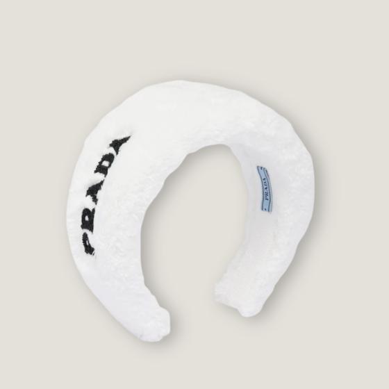 Ободок Logo Terry Headband белый из махры Prada