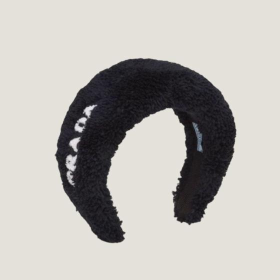 Ободок Logo Terry Headband черный из махры Prada