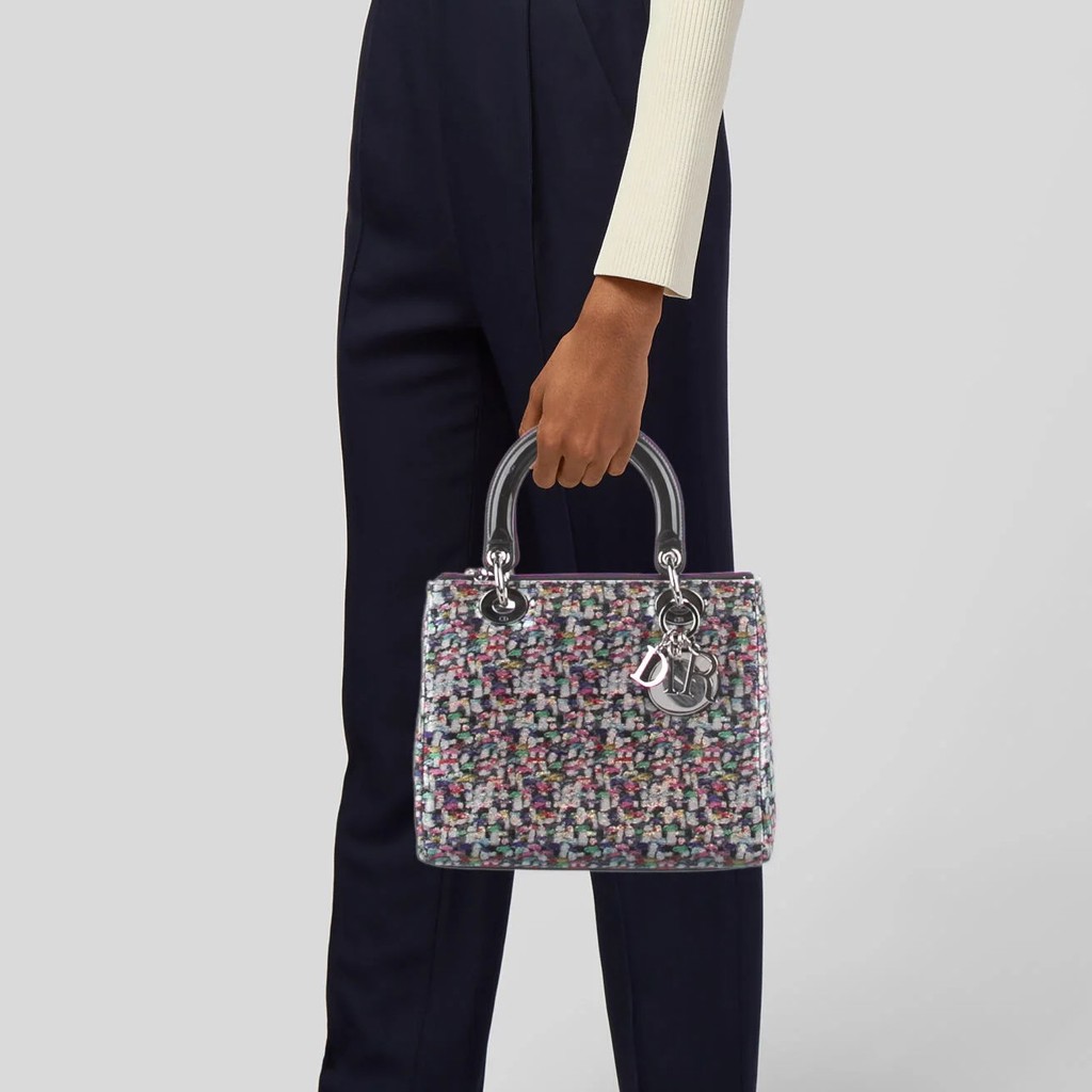Сумка Lady Dior Medium в сером жаккарде