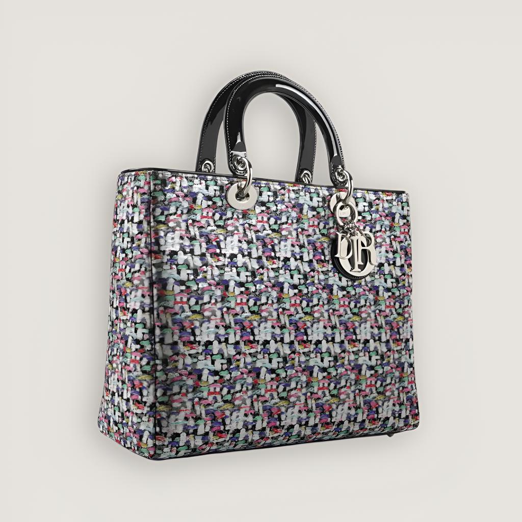 Сумка Lady Dior Medium в сером жаккарде HERMES