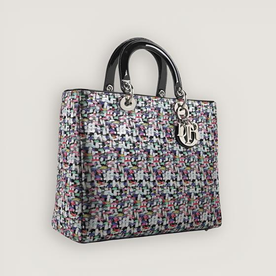 Сумка Lady Dior Medium в сером жаккарде HERMES